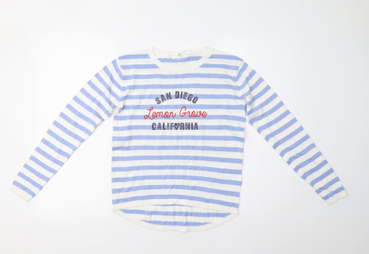 H&M Girls Blue Striped  Pullover Jumper Size 11 Years  - California