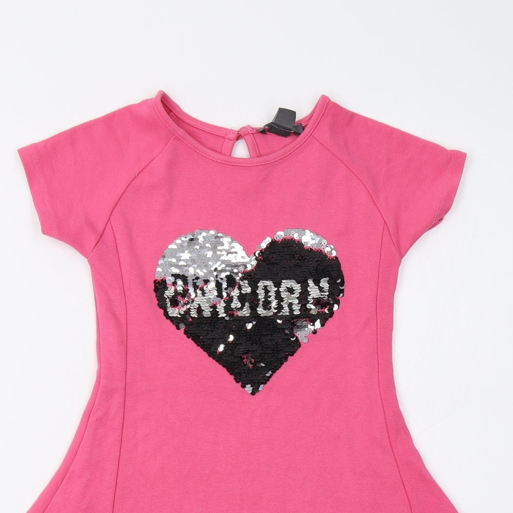 Primark Girls Pink   Fit & Flare  Size 6-7 Years  - Heart
