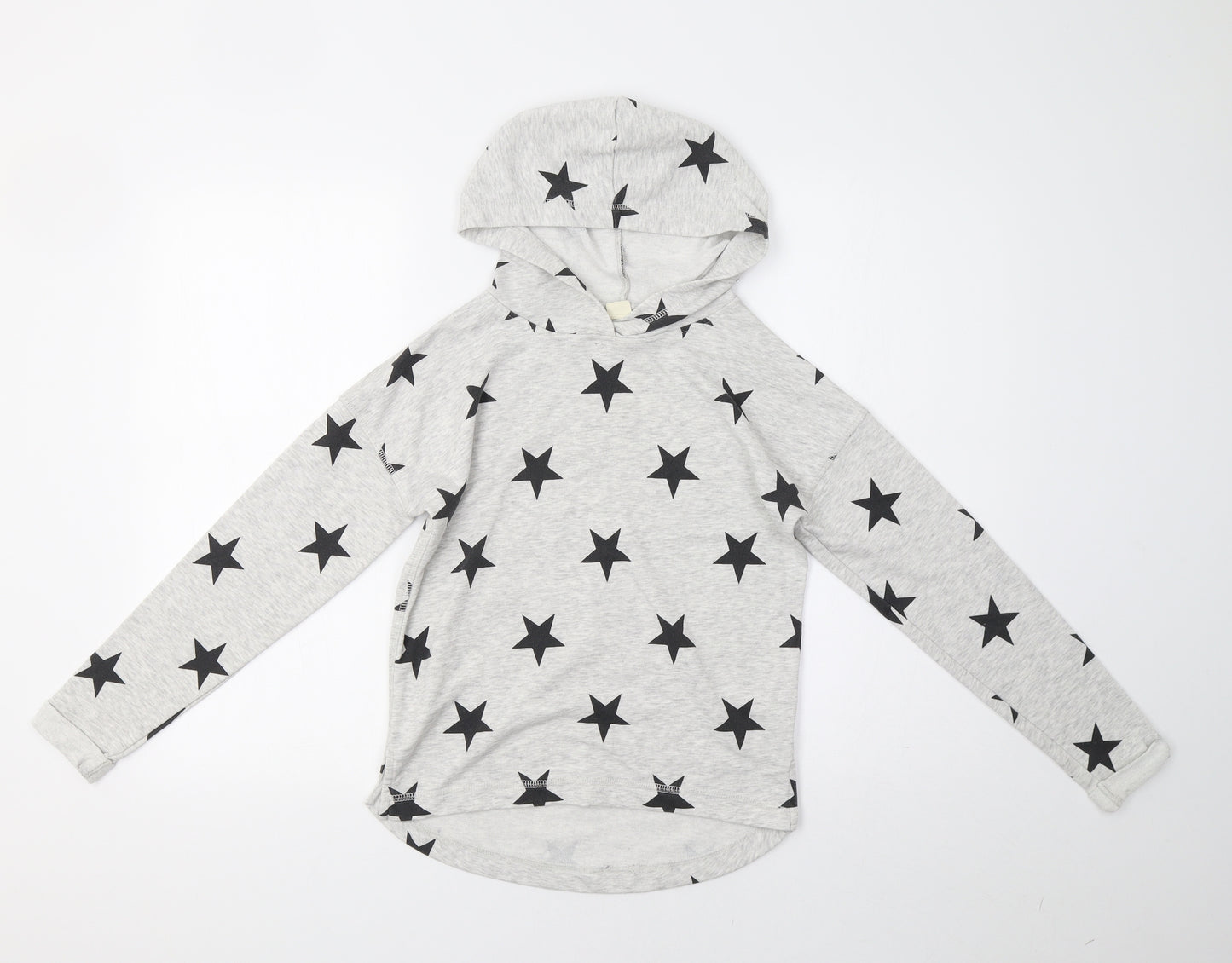 H&M Girls Grey Geometric  Pullover Hoodie Size 11-12 Years  - Star Print