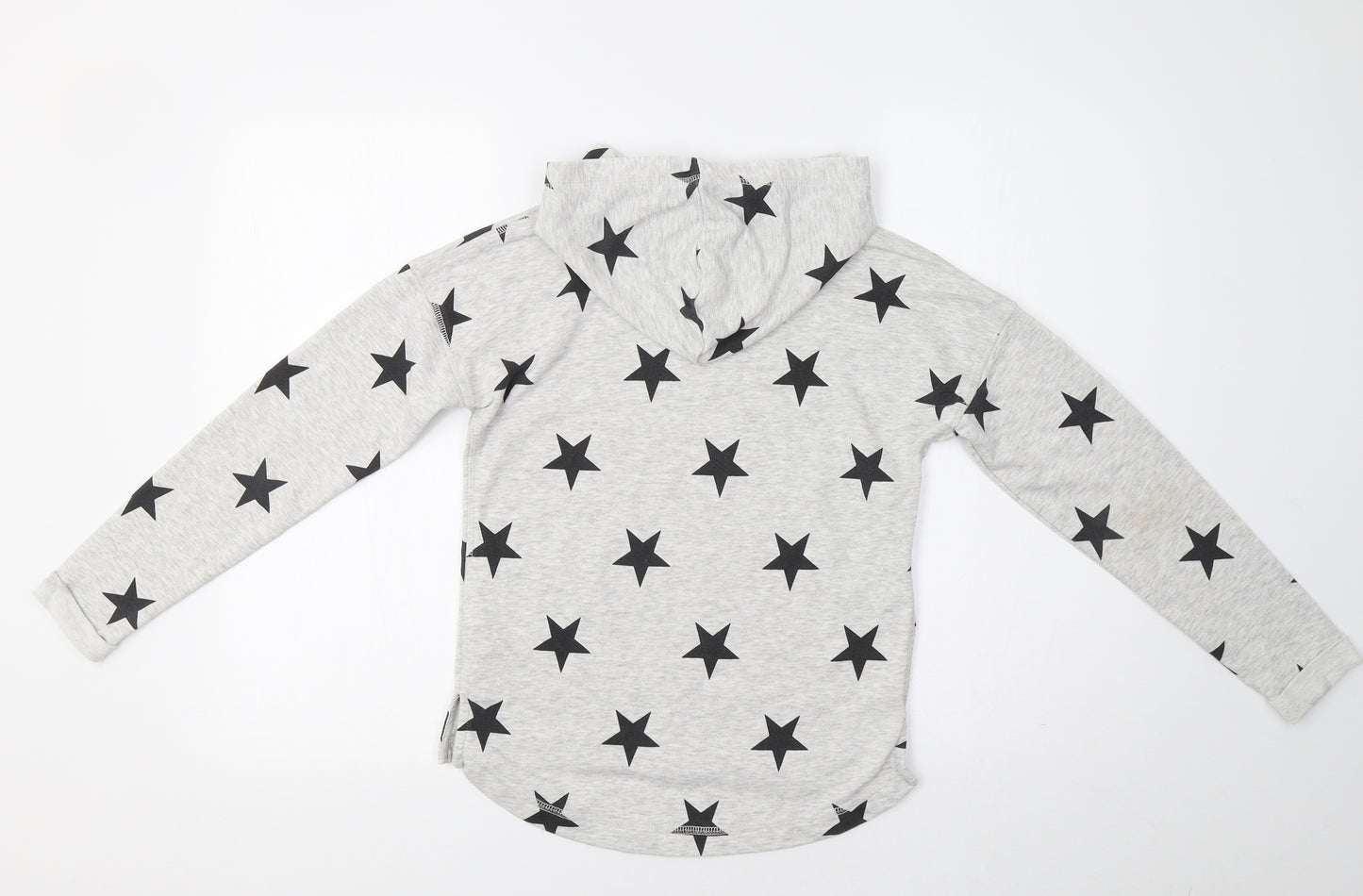 H&M Girls Grey Geometric  Pullover Hoodie Size 11-12 Years  - Star Print