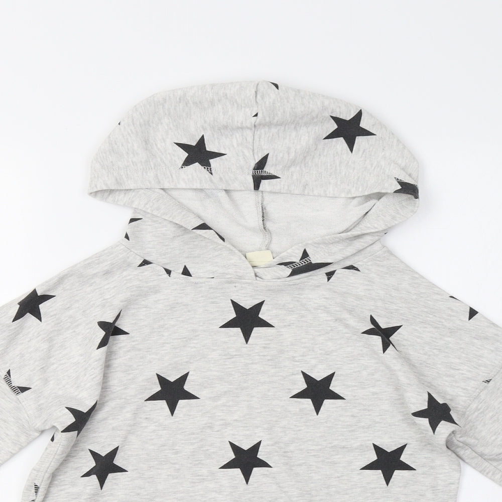 H&M Girls Grey Geometric  Pullover Hoodie Size 11-12 Years  - Star Print