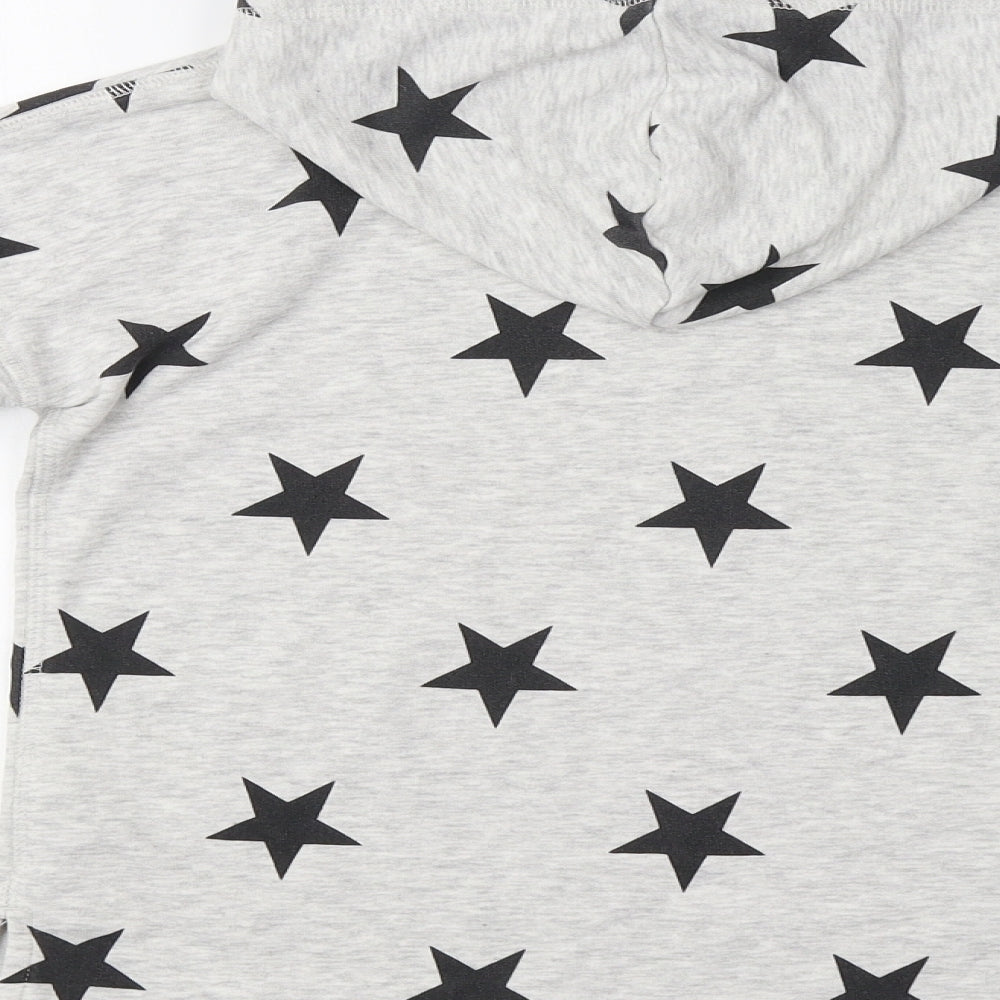 H&M Girls Grey Geometric  Pullover Hoodie Size 11-12 Years  - Star Print