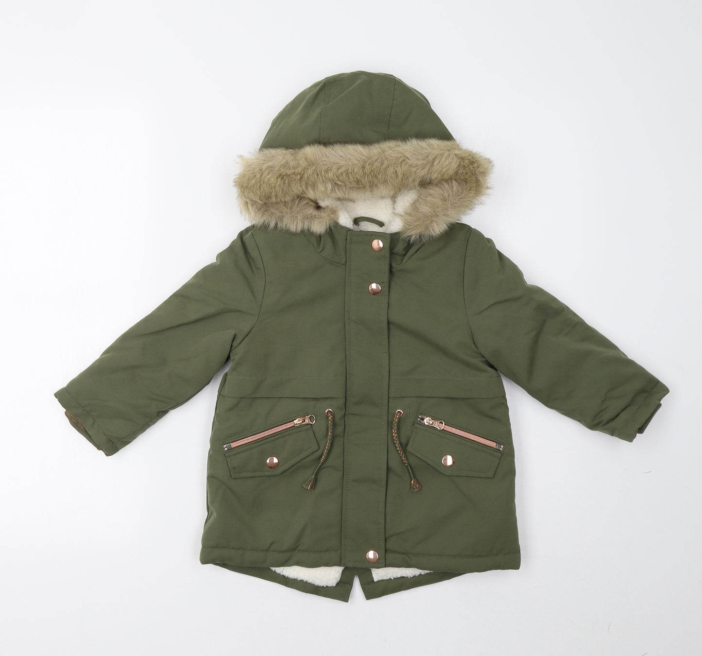 George Girls Green   Parka Coat Size 2-3 Years
