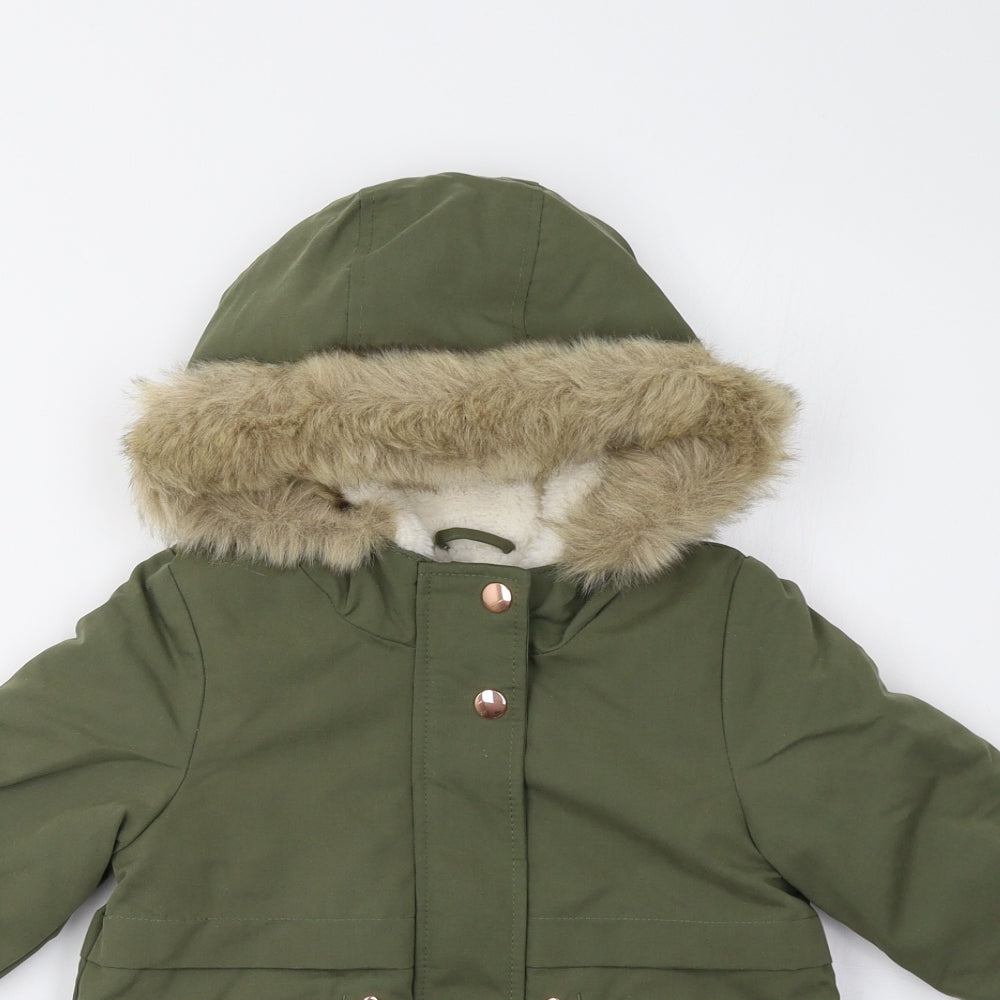 George Girls Green   Parka Coat Size 2-3 Years