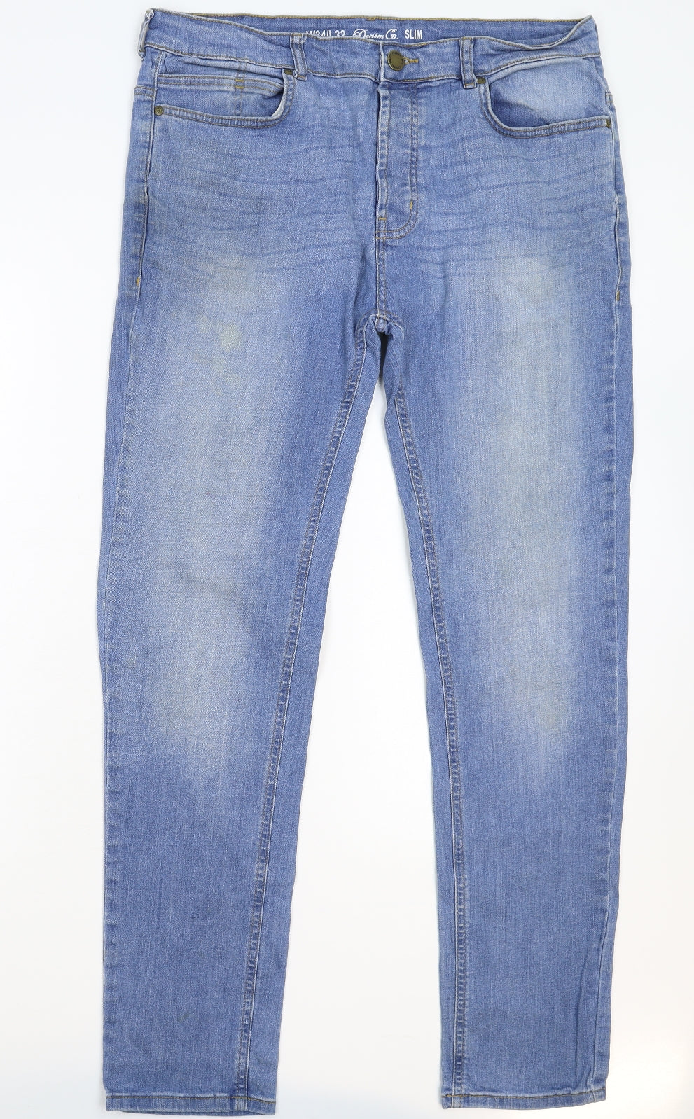 Denim & Co. Mens Blue  Denim Tapered Jeans Size 34 L32 in
