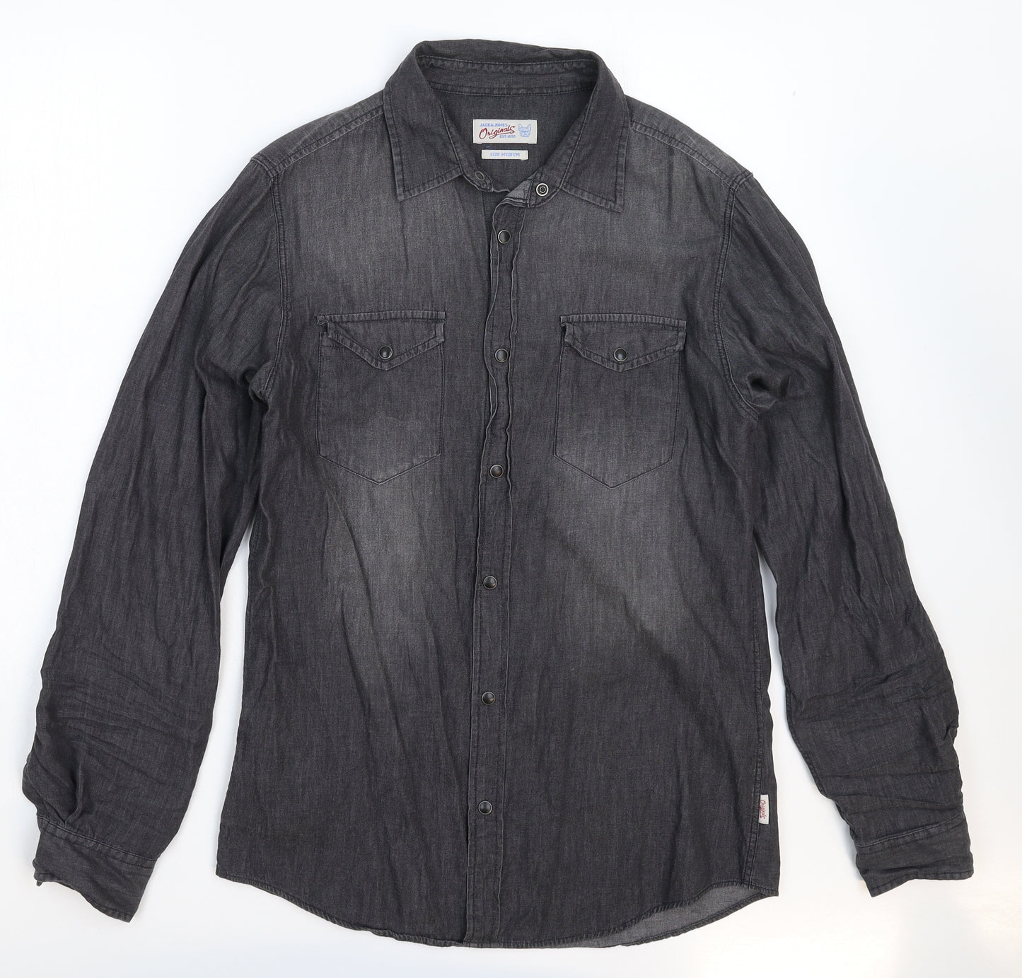 JACK & JONES Mens Grey  Denim  Button-Up Size M