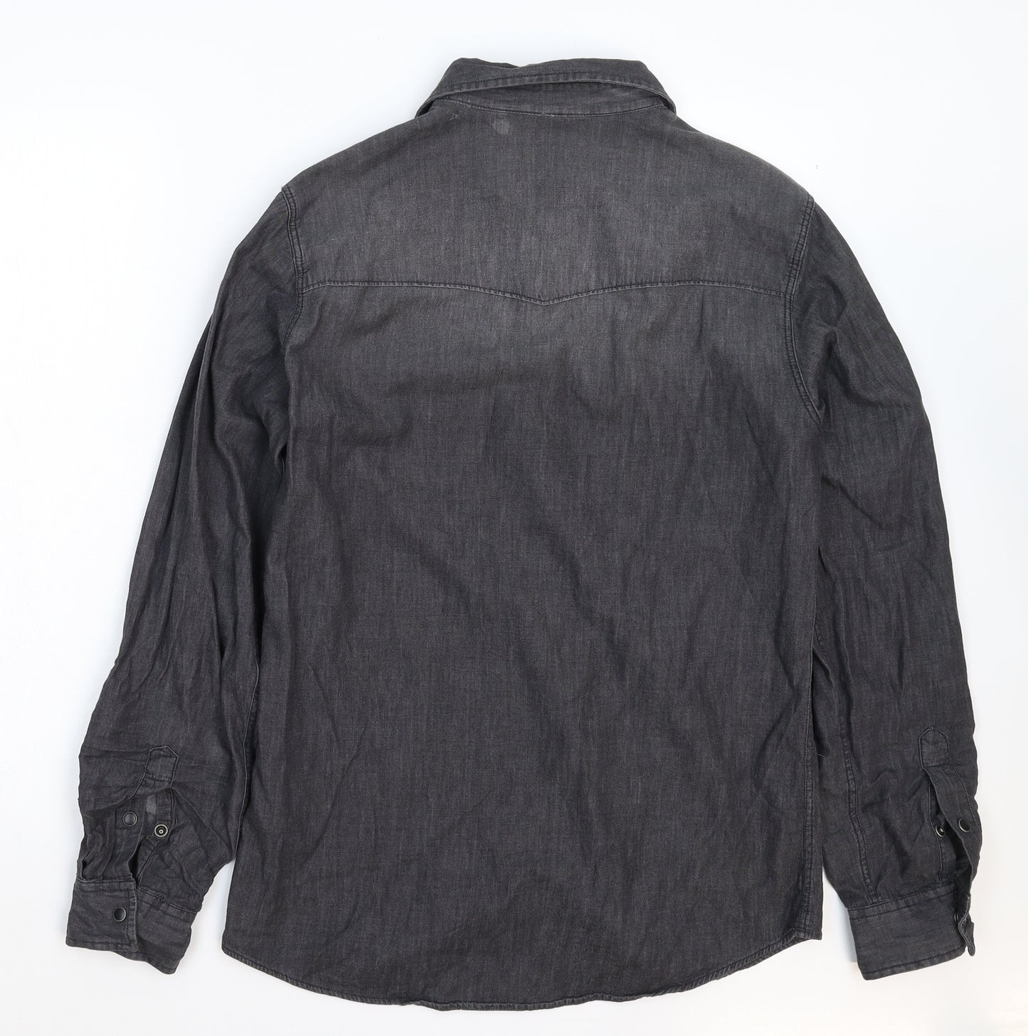 JACK & JONES Mens Grey  Denim  Button-Up Size M