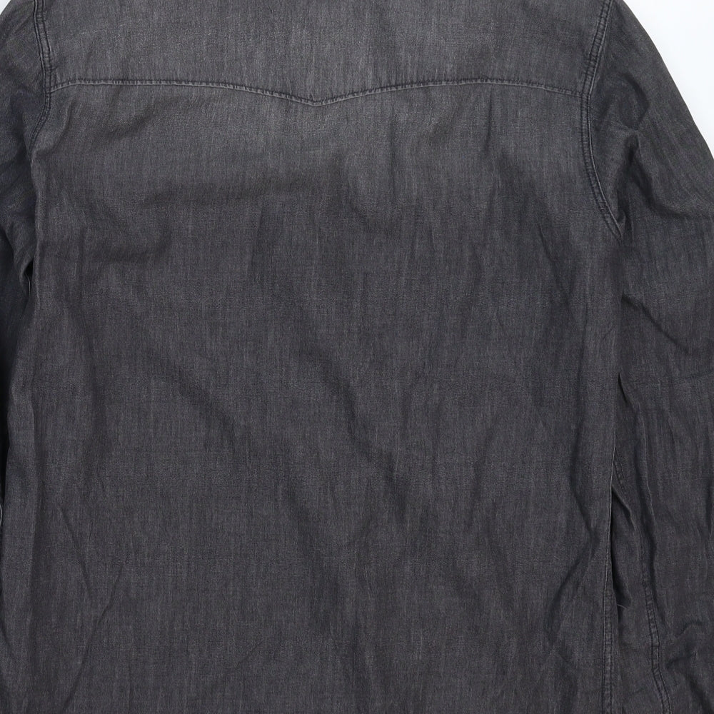 JACK & JONES Mens Grey  Denim  Button-Up Size M
