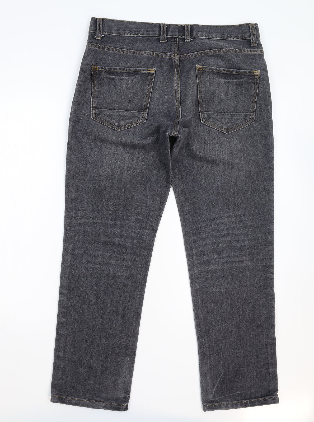 NEXT Mens Black  Denim Straight Jeans Size 32 L28 in