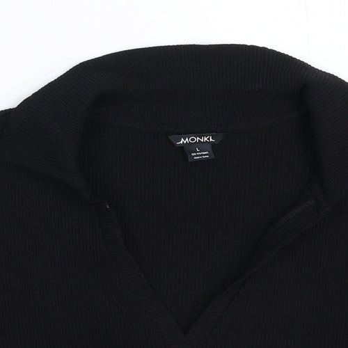 Monki Womens Black   Cropped Polo Size L