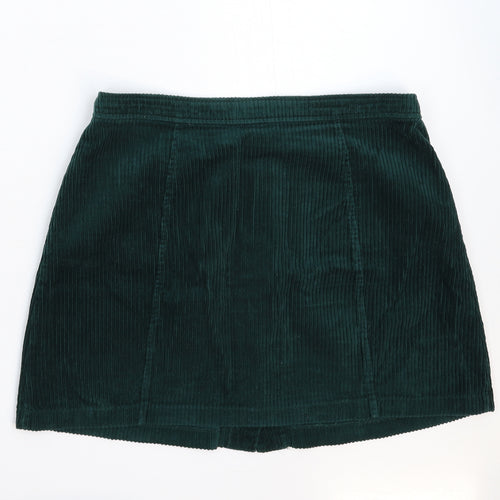 Denim & Co. Womens Green  Corduroy A-Line Skirt Size 14