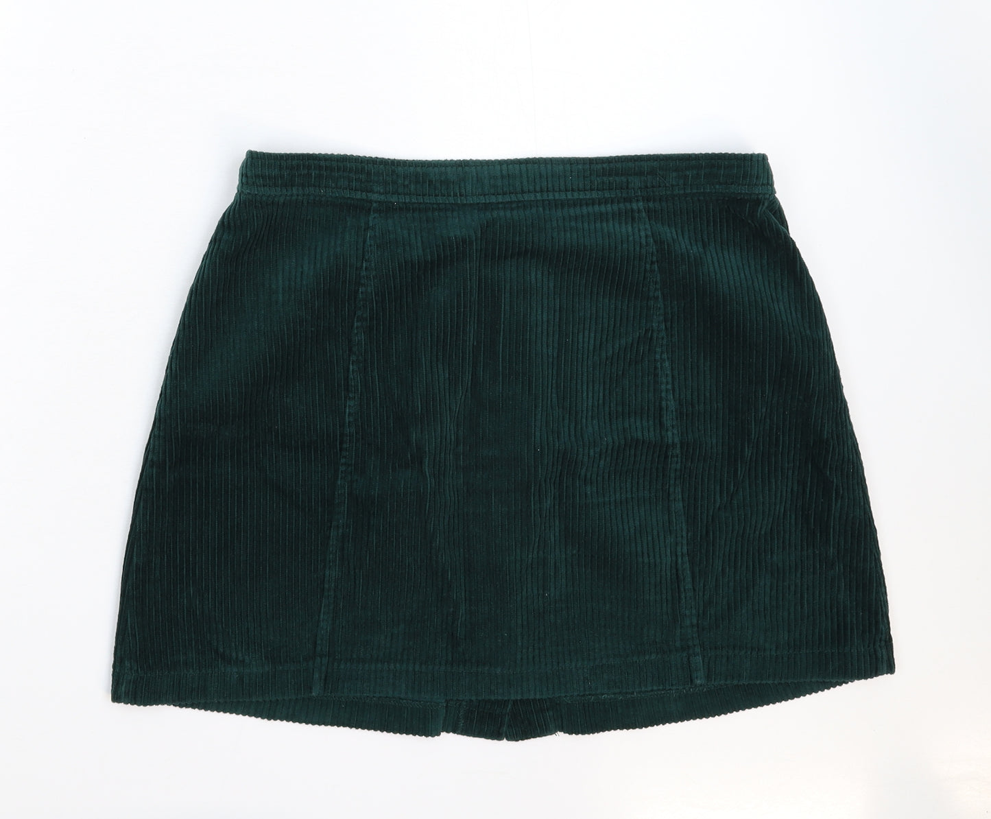 Denim & Co. Womens Green  Corduroy A-Line Skirt Size 14