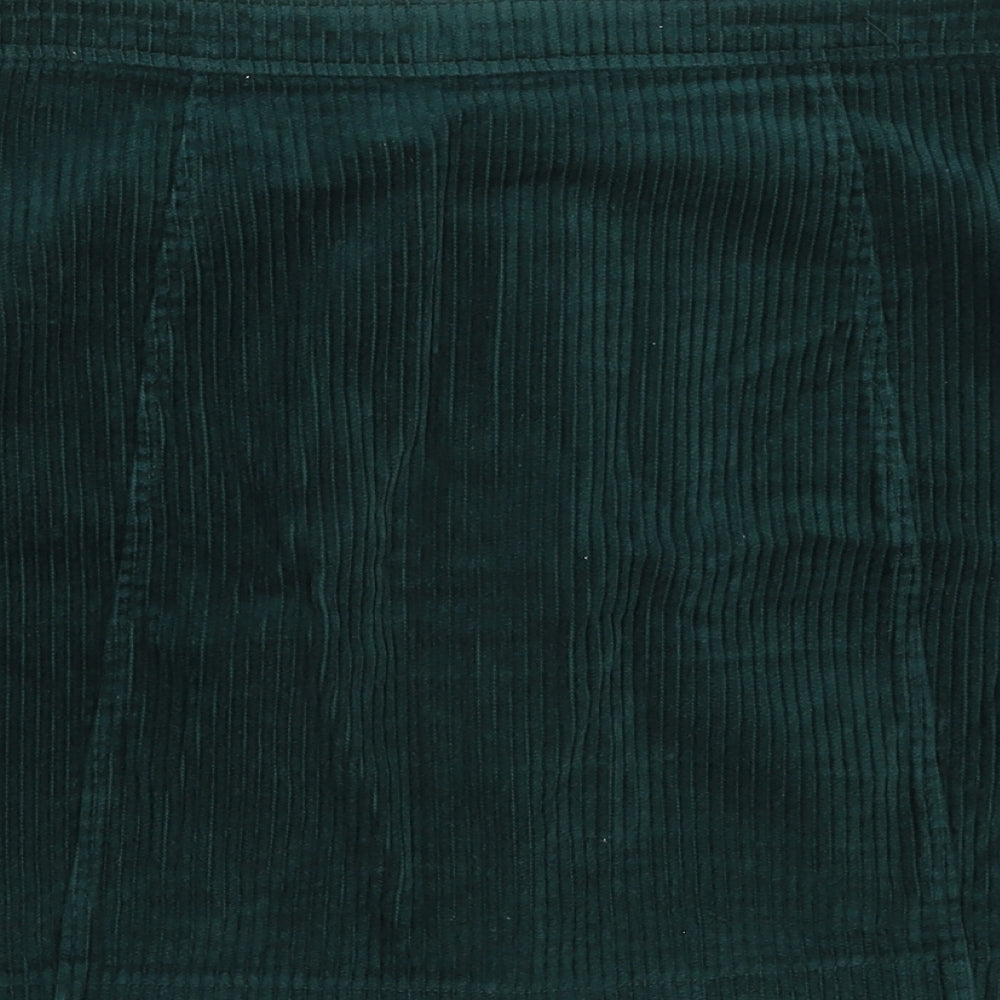 Denim & Co. Womens Green  Corduroy A-Line Skirt Size 14