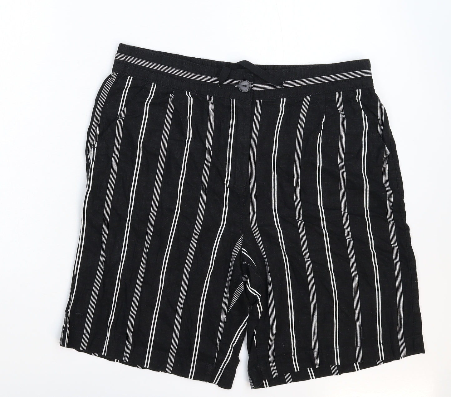 NEXT Womens Black Striped  Bermuda Shorts Size 14