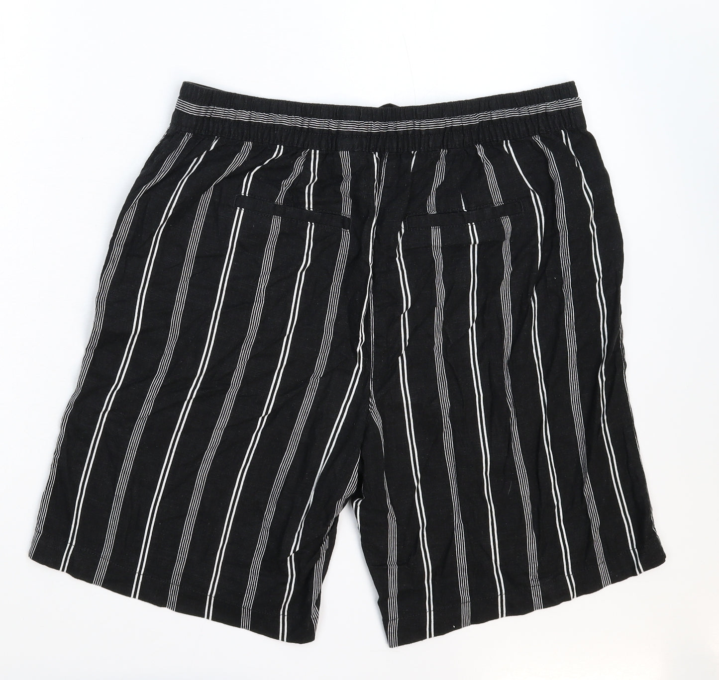 NEXT Womens Black Striped  Bermuda Shorts Size 14
