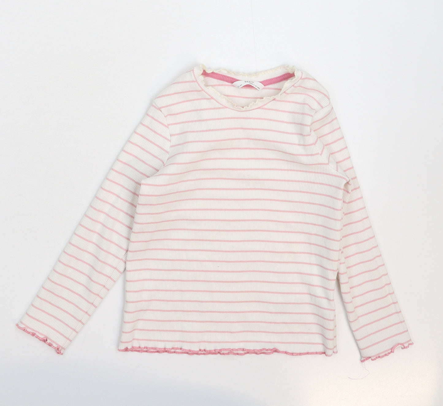 Marks and Spencer Girls White Striped  Pullover Jumper Size 3-4 Years