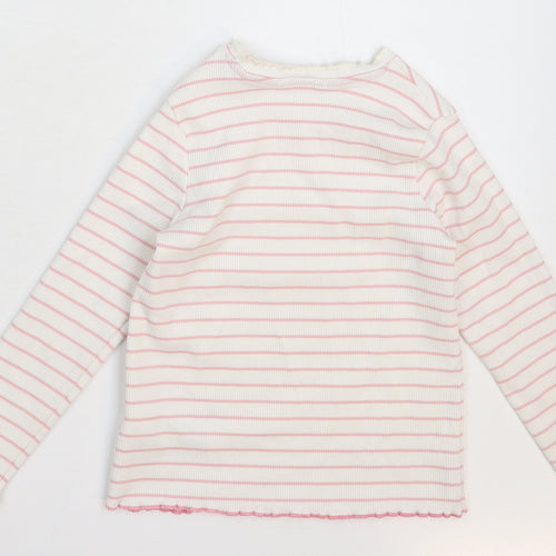 Marks and Spencer Girls White Striped  Pullover Jumper Size 3-4 Years