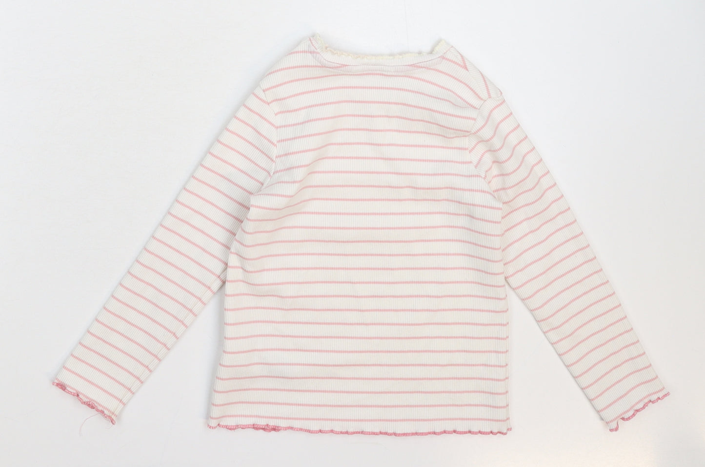 Marks and Spencer Girls White Striped  Pullover Jumper Size 3-4 Years