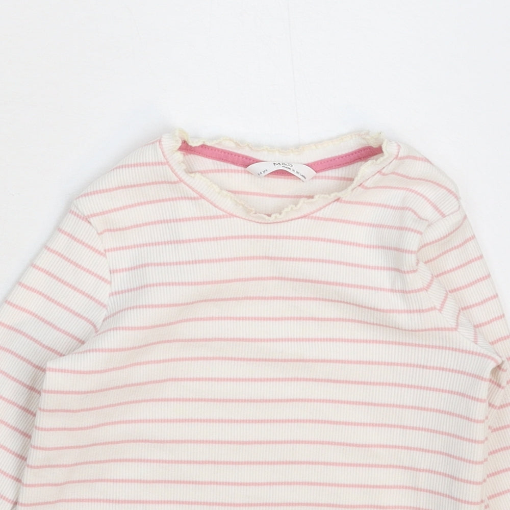 Marks and Spencer Girls White Striped  Pullover Jumper Size 3-4 Years