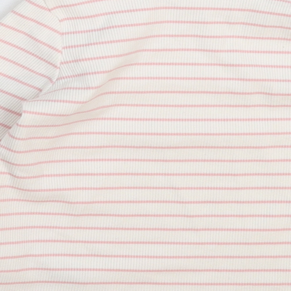 Marks and Spencer Girls White Striped  Pullover Jumper Size 3-4 Years