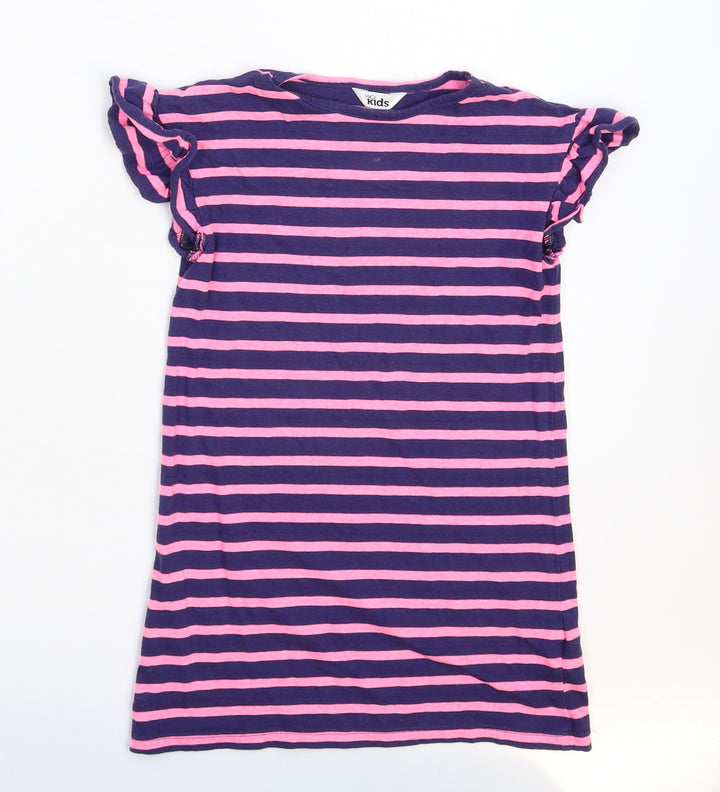 M&Co Girls Multicoloured Striped  T-Shirt Dress  Size 3-4 Years