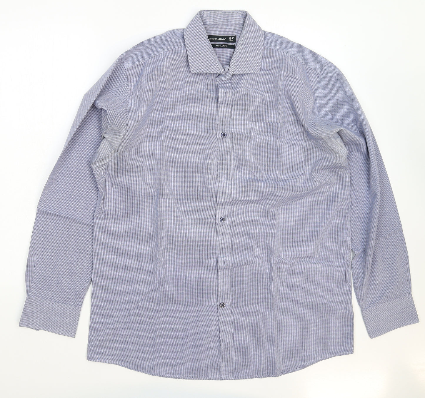 Cedar Wood State Mens Blue Check   Dress Shirt Size 16.5