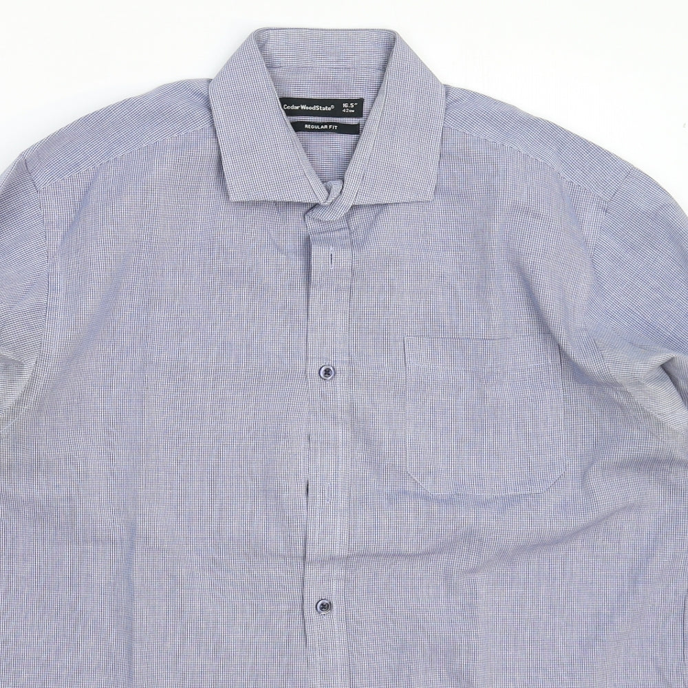 Cedar Wood State Mens Blue Check   Dress Shirt Size 16.5