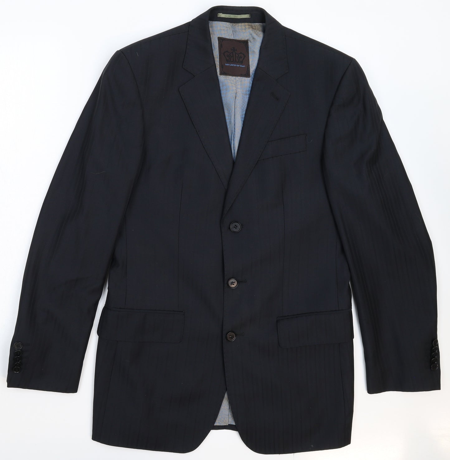 Benjamin Brown Mens Black Striped  Jacket Suit Jacket Size 36