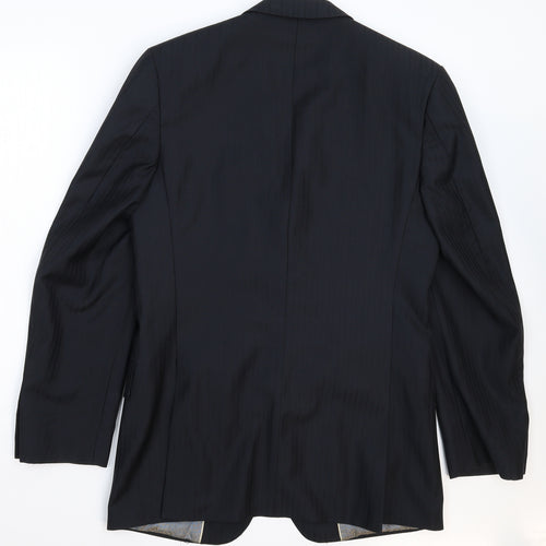 Benjamin Brown Mens Black Striped  Jacket Suit Jacket Size 36