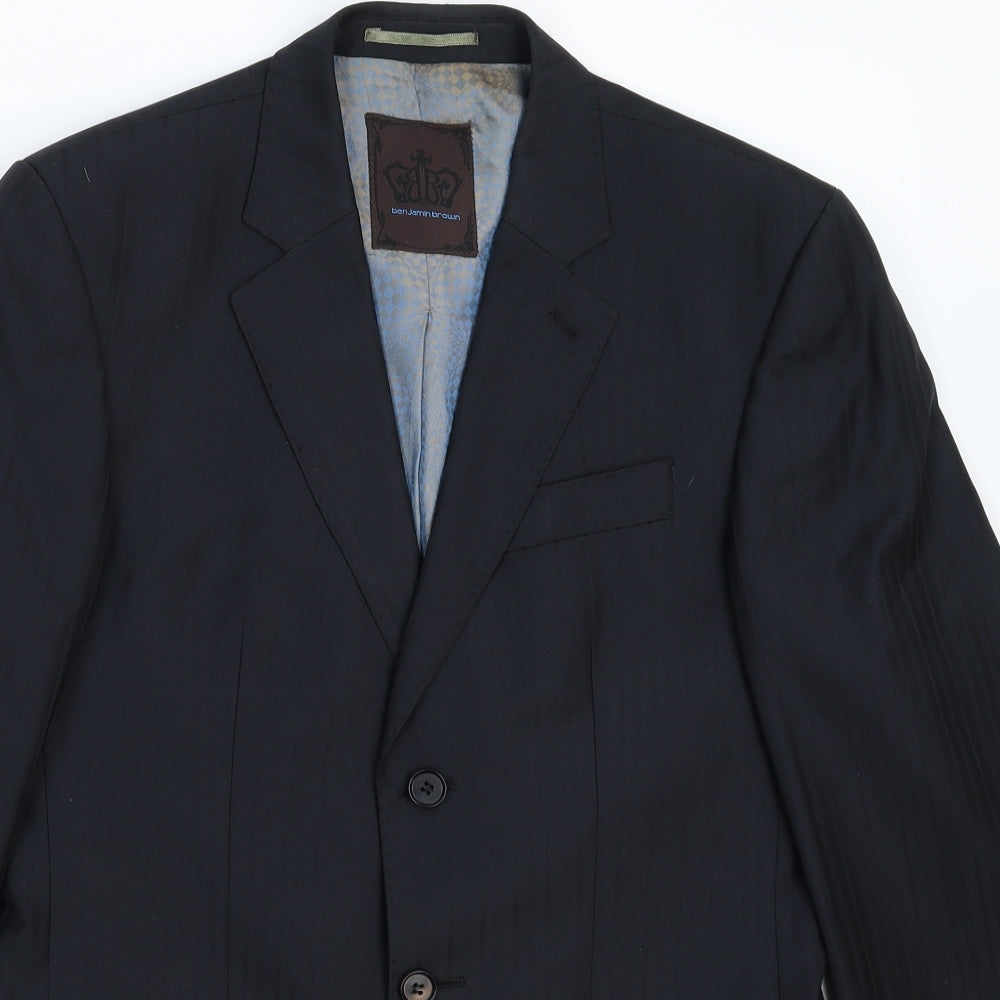 Benjamin Brown Mens Black Striped  Jacket Suit Jacket Size 36