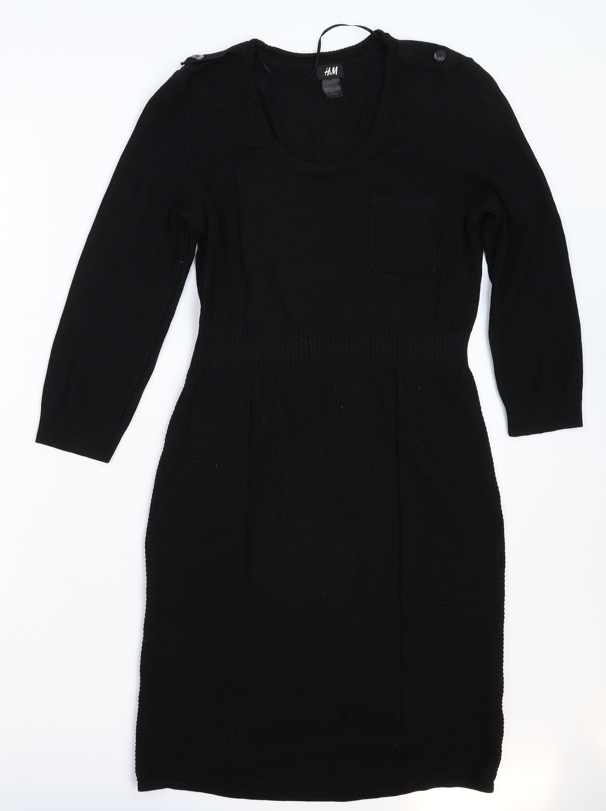 H&M Womens Black  Knit Jumper Dress  Size L