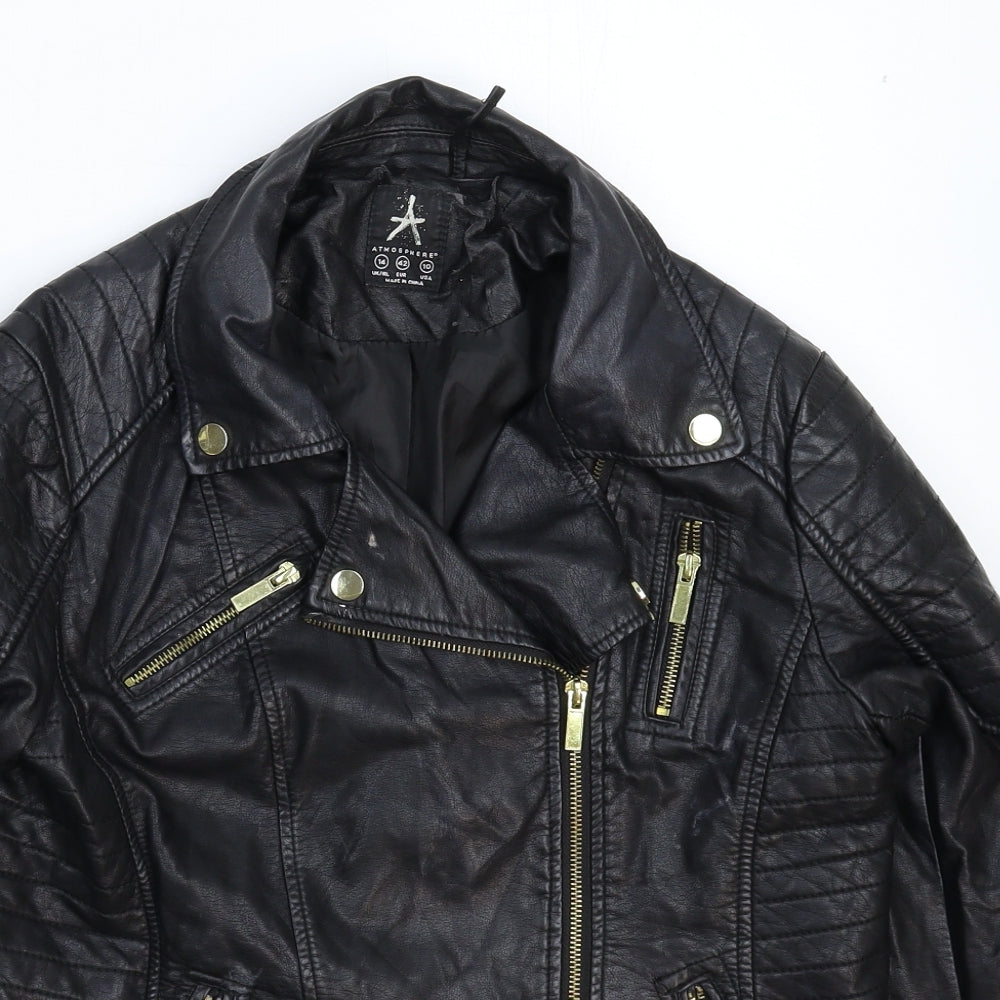 Atmosphere Womens Black   Jacket  Size 14  - Faux Leather