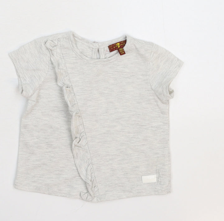 7 For All Mankind Girls Grey Basic T-Shirt Size 18-24 Months