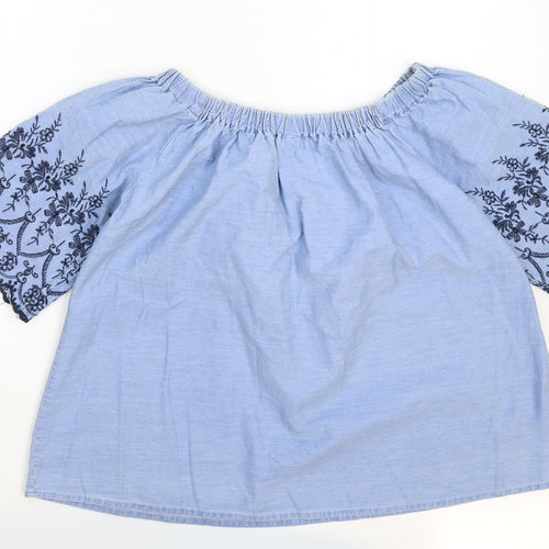 Denim & Co. Womens Blue  Denim Basic T-Shirt Size 14
