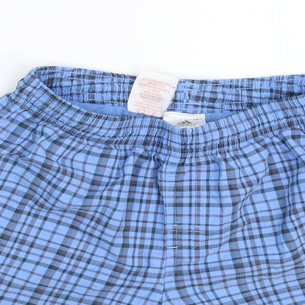 adidas Boys Blue Check  Bermuda Shorts Size 11-12 Years