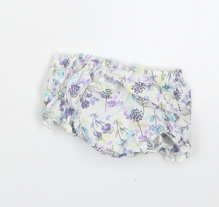 Pumpkin Patch Girls Purple Floral Cropped Trousers Size 3-6 Months