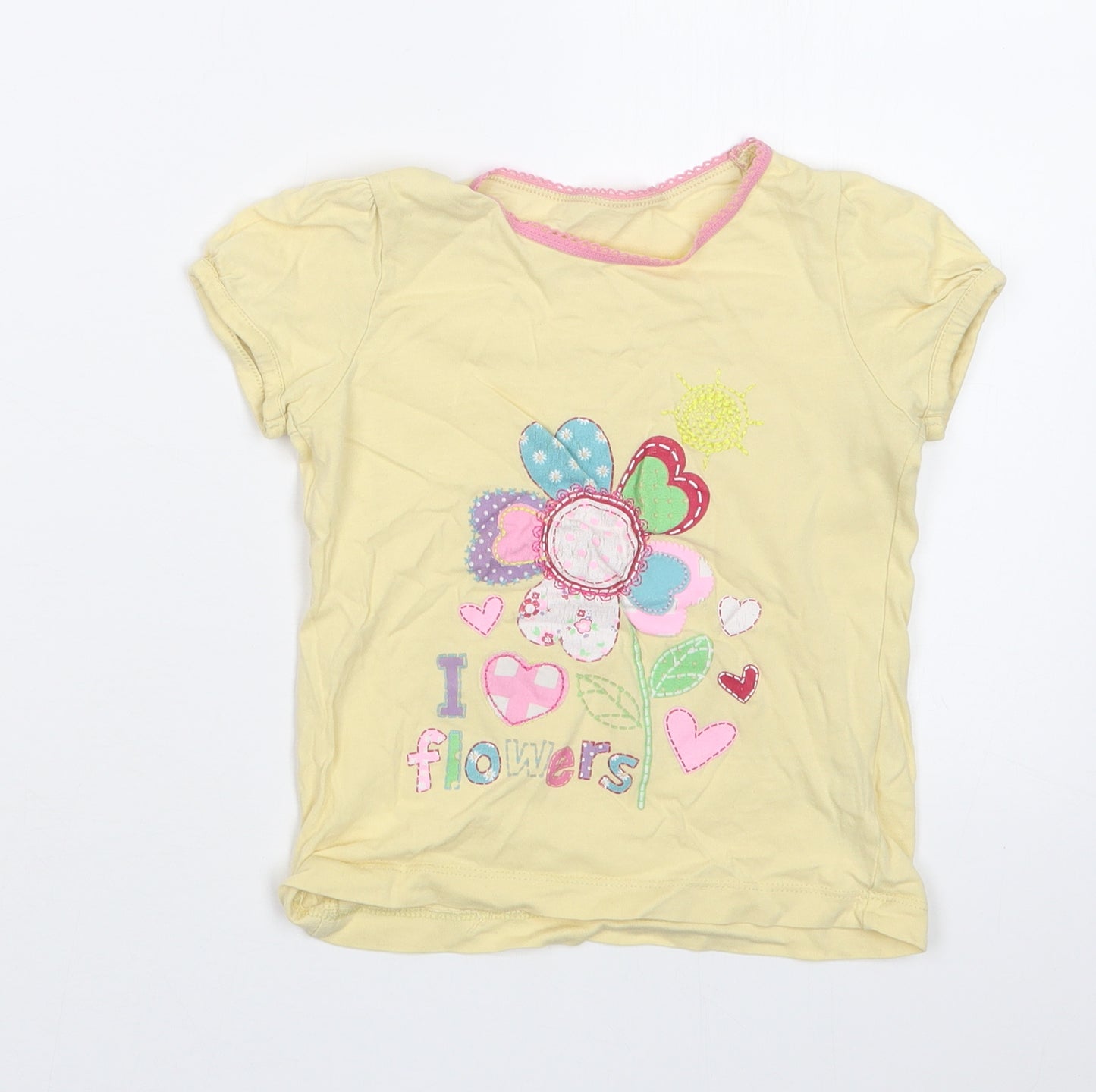 George Girls Yellow   Basic T-Shirt Size 2-3 Years