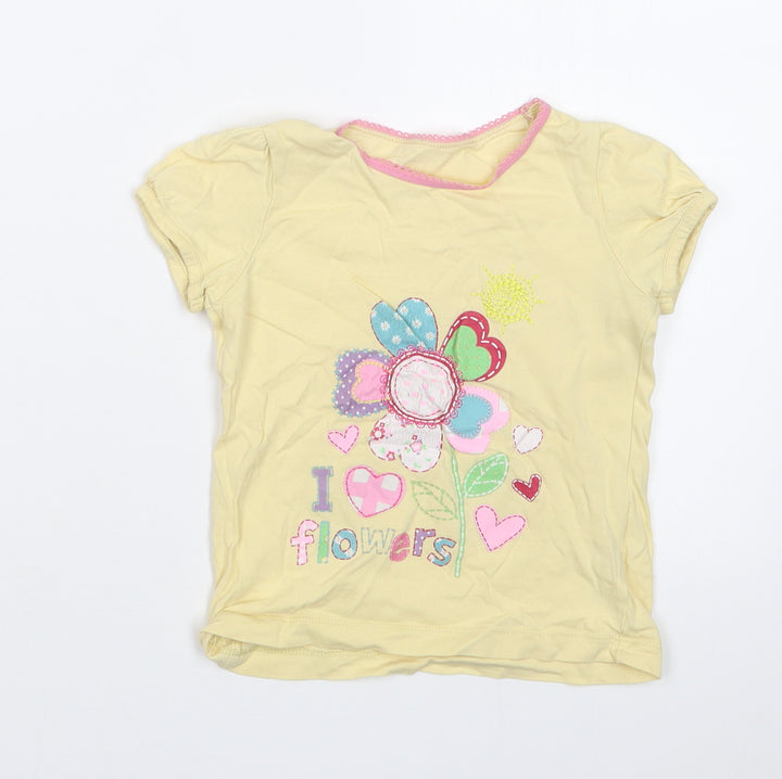 George Girls Yellow   Basic T-Shirt Size 2-3 Years