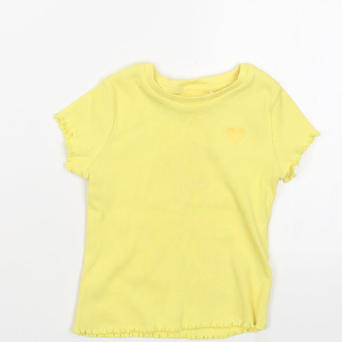George Girls Yellow   Basic T-Shirt Size 18-24 Months