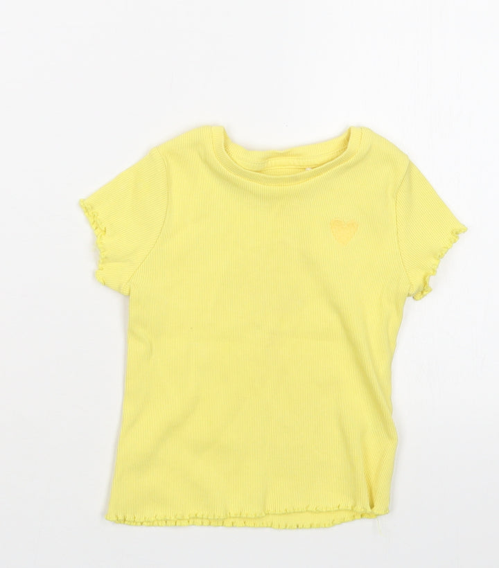 George Girls Yellow   Basic T-Shirt Size 18-24 Months