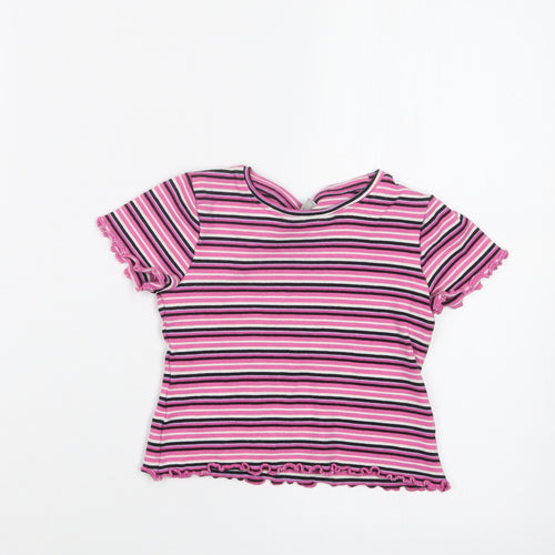 Matalan Girls Pink Striped  Basic T-Shirt Size 5 Years