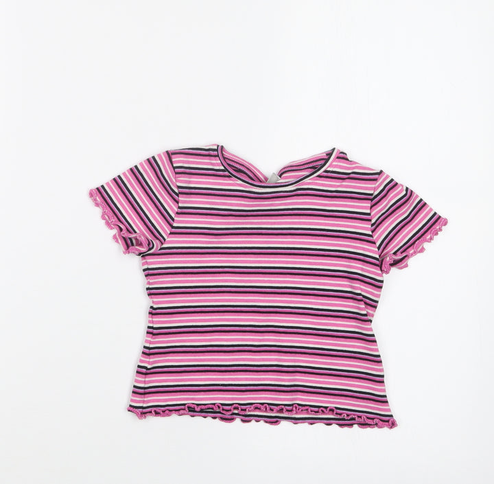Matalan Girls Pink Striped  Basic T-Shirt Size 5 Years
