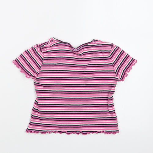 Matalan Girls Pink Striped  Basic T-Shirt Size 5 Years