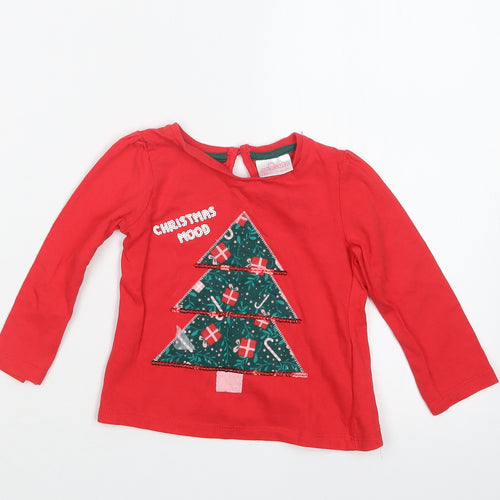 So Cute Girls Red   Basic T-Shirt Size 12-18 Months  - Christmas