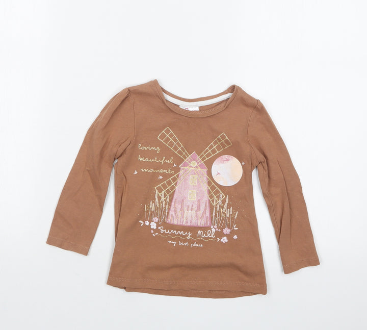 So Cute Girls Beige   Basic T-Shirt Size 12-18 Months