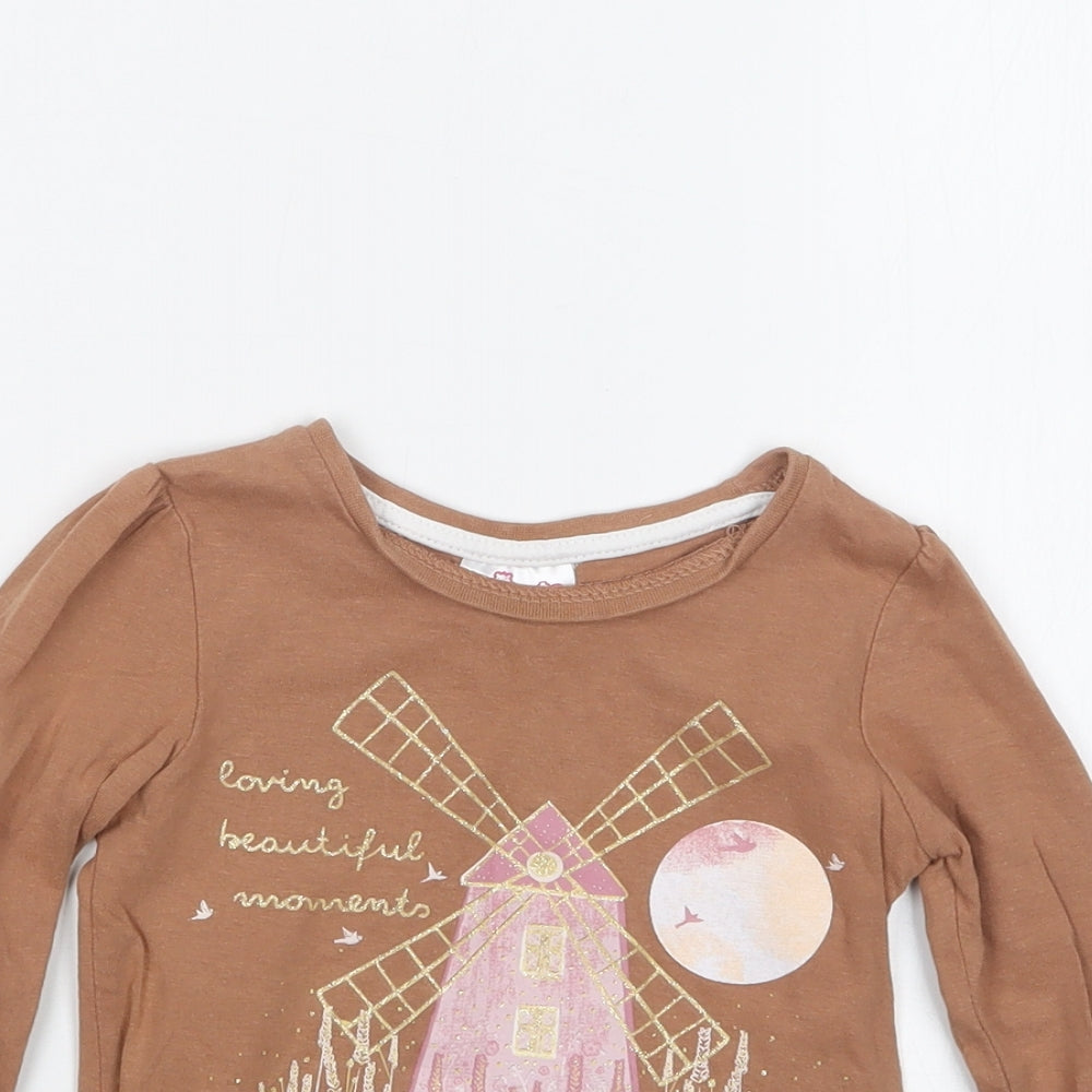 So Cute Girls Beige   Basic T-Shirt Size 12-18 Months