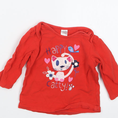 Mini Club Girls Red   Basic T-Shirt Size 3-6 Months