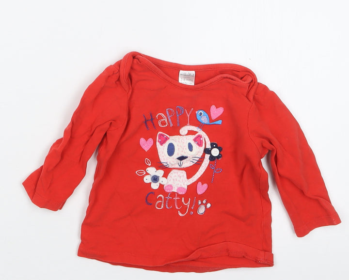 Mini Club Girls Red   Basic T-Shirt Size 3-6 Months