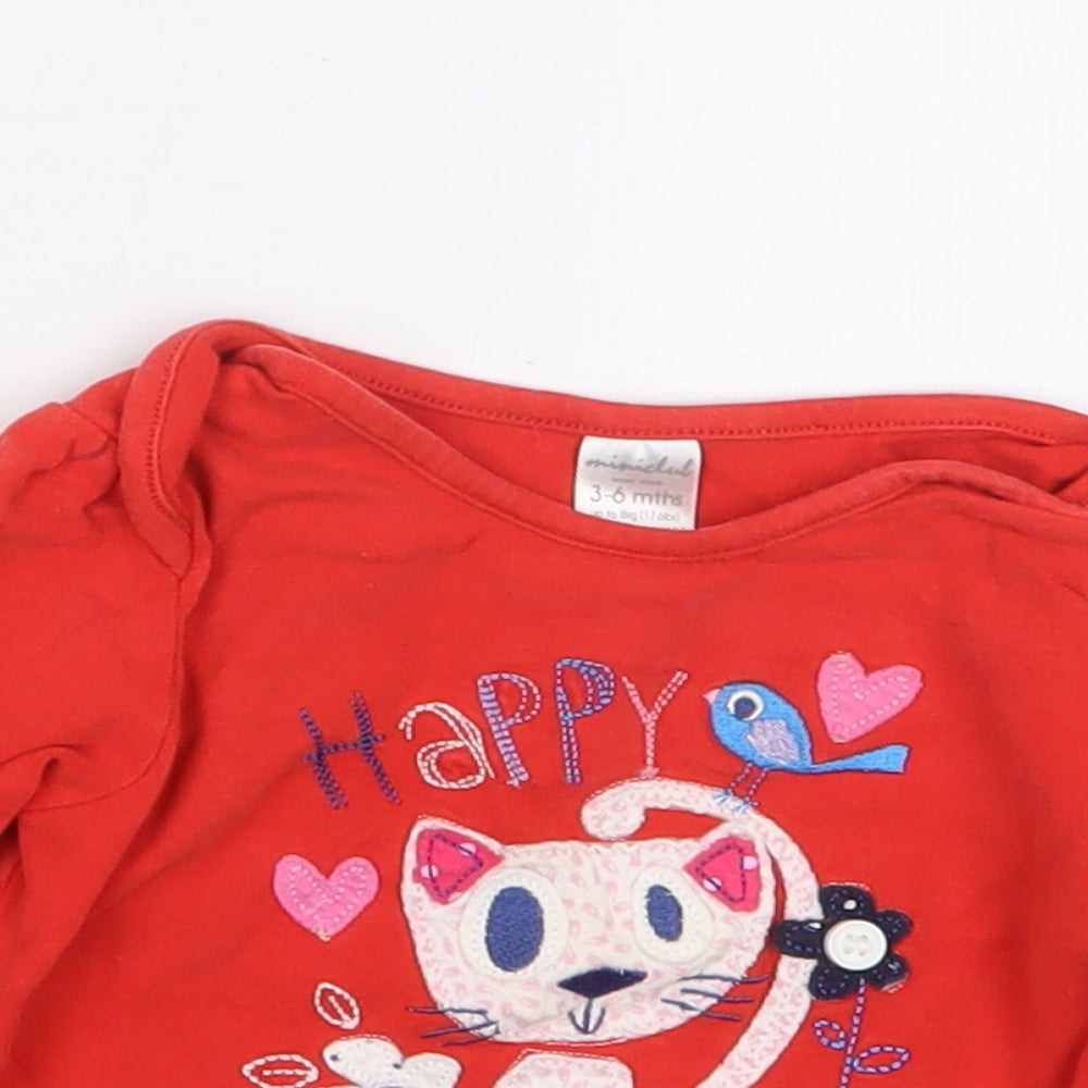 Mini Club Girls Red   Basic T-Shirt Size 3-6 Months