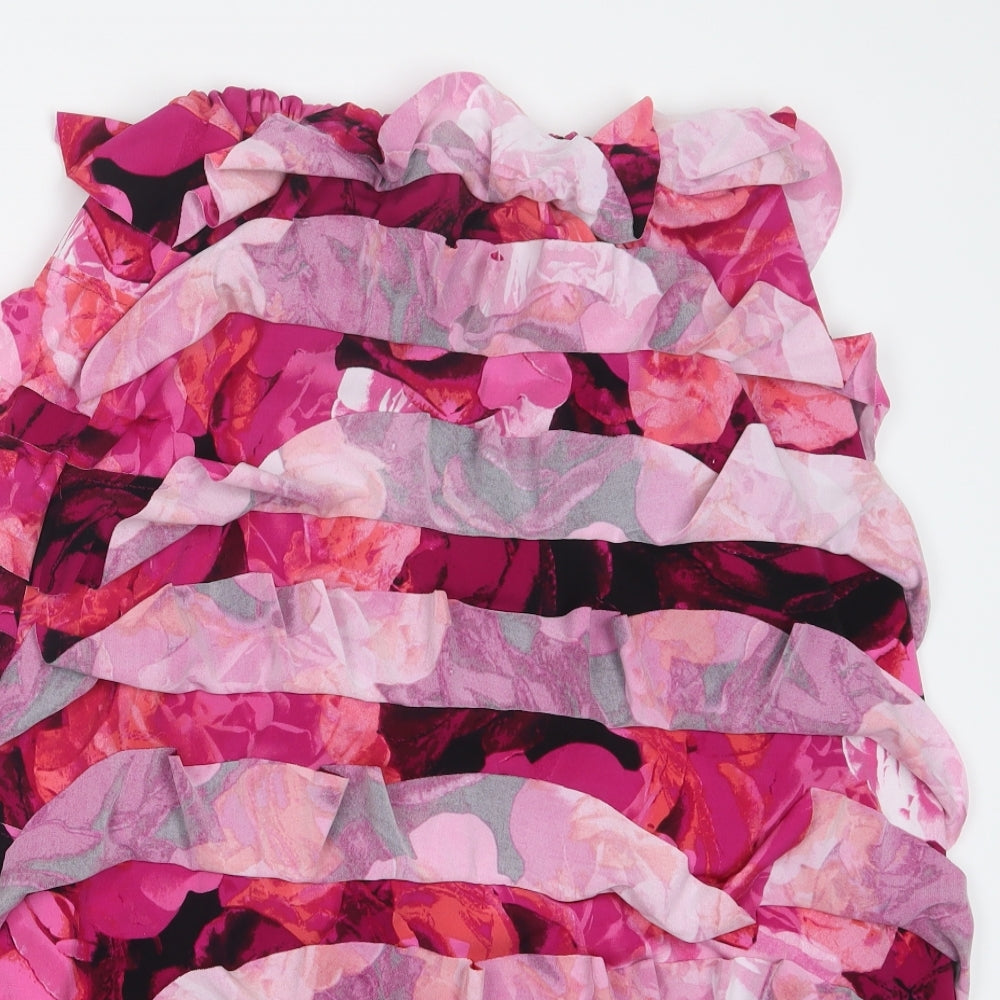 Roman Womens Pink Geometric  A-Line Skirt Size 18